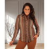 Espresso boho print travelstof blouse van Mi Piace