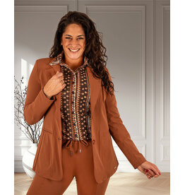 Mi  Piace Caramel halflange travelstof blazer van Mi Piace