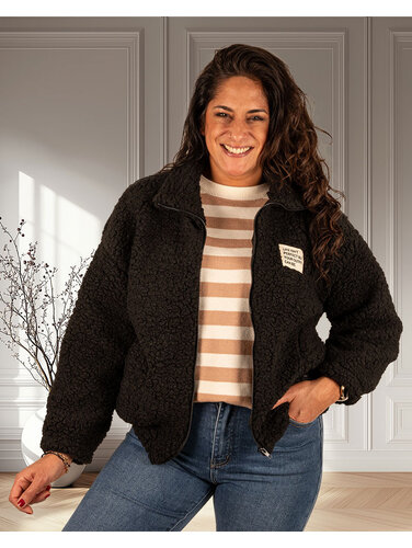 New Collection Zwart teddy vest