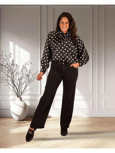 Hello Miss Zwarte wide leg jeans van Hello Miss