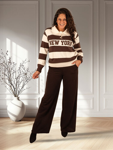 Perla Nera Donkerbruine pantalon van Perla Nera