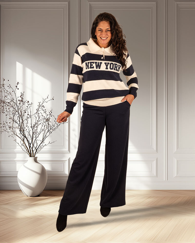 Donkerblauwe pantalon van Perla Nera