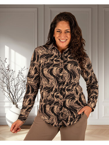 Mi  Piace Falcon swirly print travelstof blouse van Mi Piace