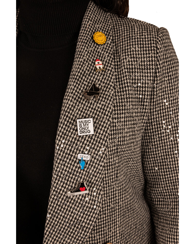 Zwart/wit geruite blazer met pailletten en buttons van Aïkha