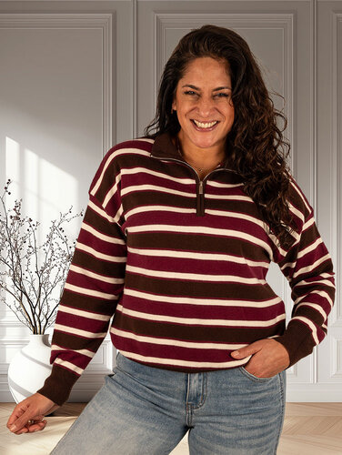 Bruin/bordeaux/ecru  polotrui van Kilky