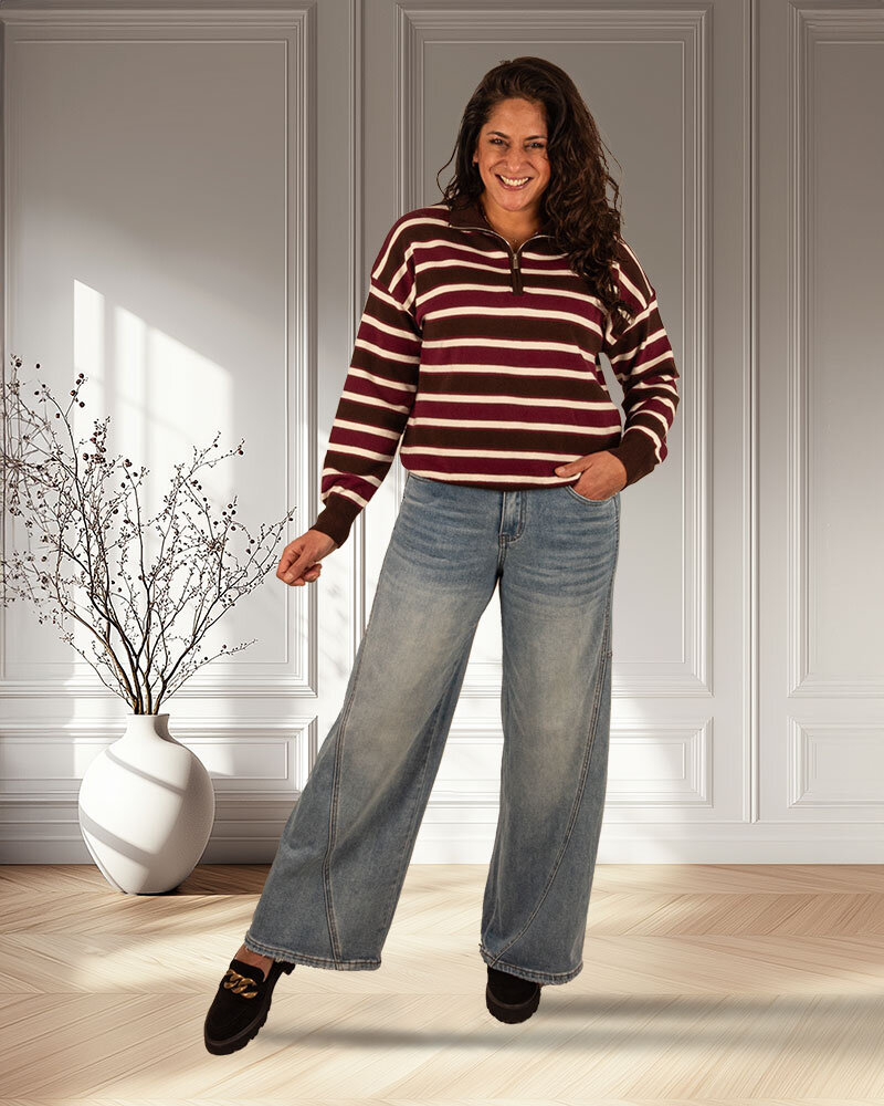 Bruin/bordeaux/ecru polotrui van Kilky