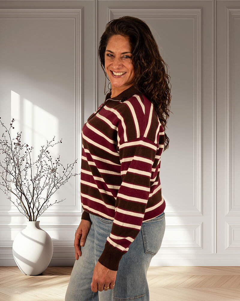 Bruin/bordeaux/ecru polotrui van Kilky