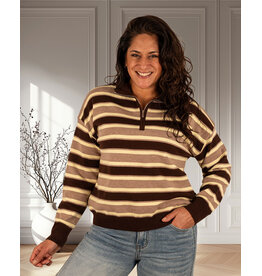 Bruin/taupe/lichtgeel  polotrui van Kilky