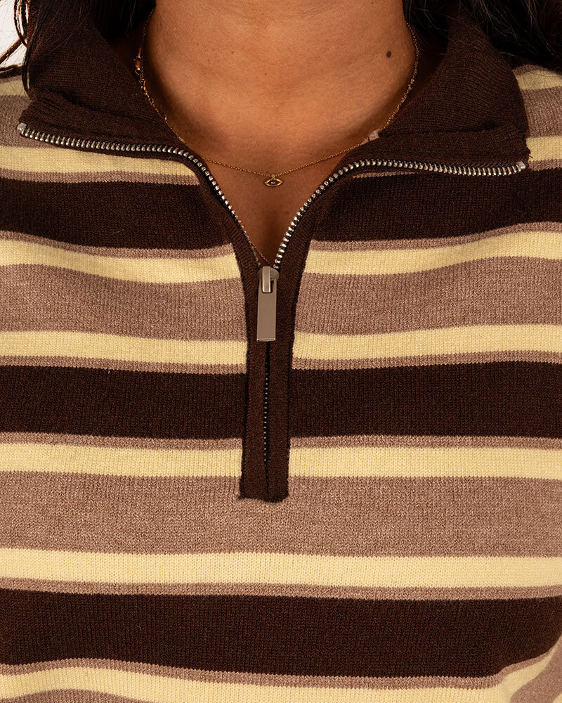 Bruin/taupe/lichtgeel polotrui van Kilky
