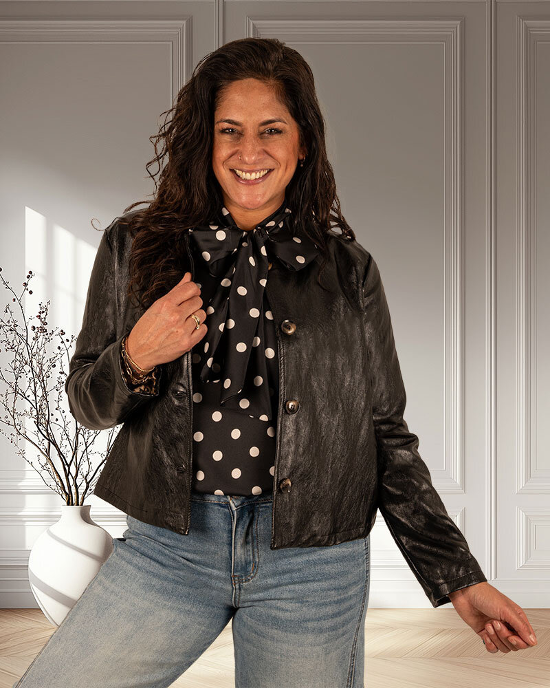 Zwart leatherlook kort jasje van Forza