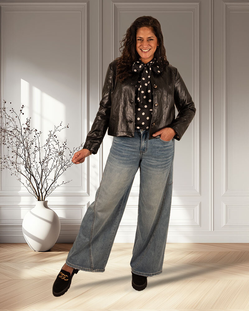 Zwart leatherlook kort jasje van Forza