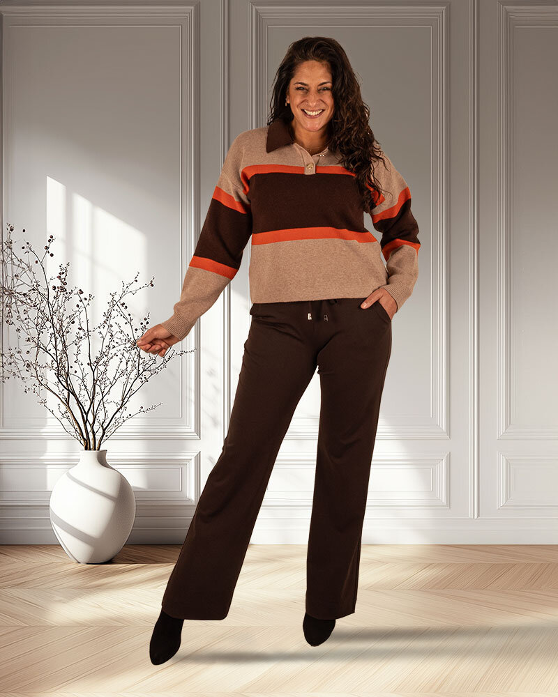 Bruin/taupe/oranje polotrui van Millenium