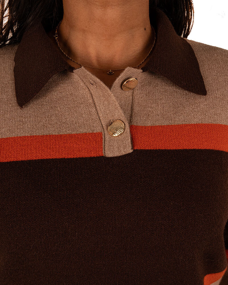 Bruin/taupe/oranje polotrui van Millenium