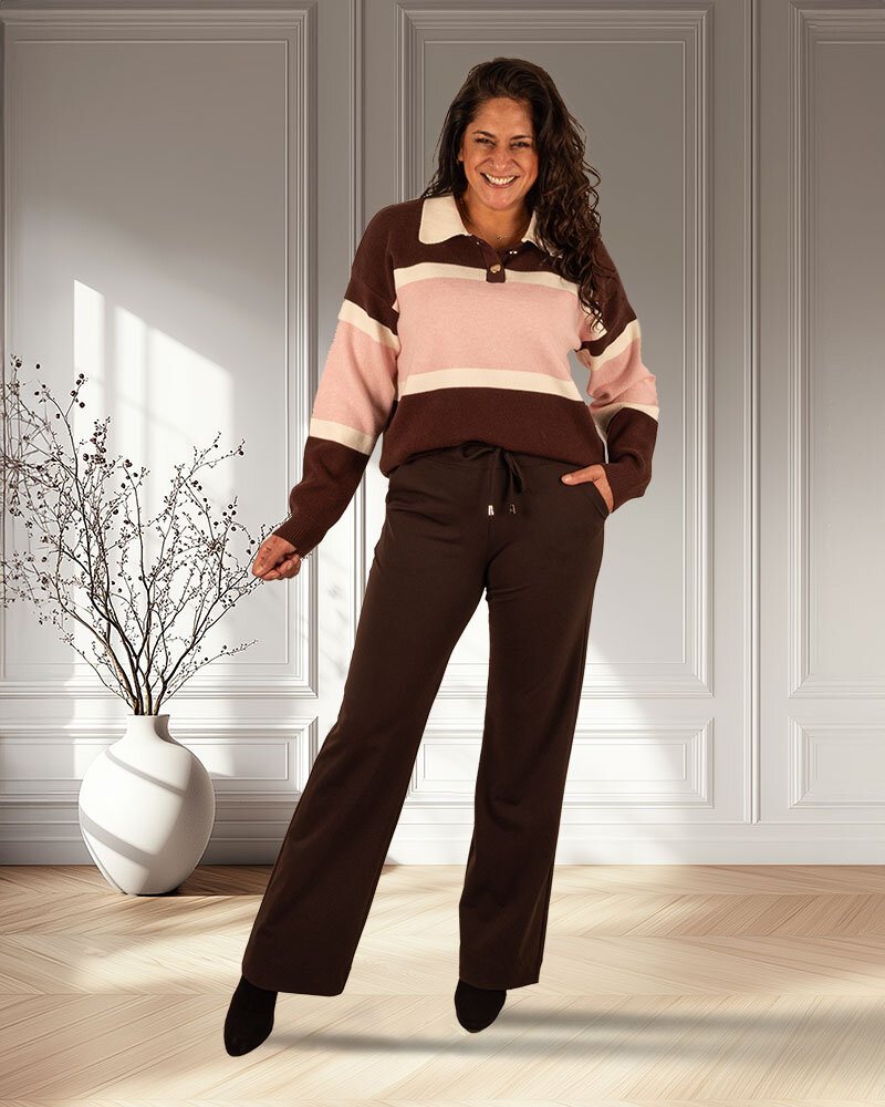 Bruin/roze/ecru polotrui van Millenium