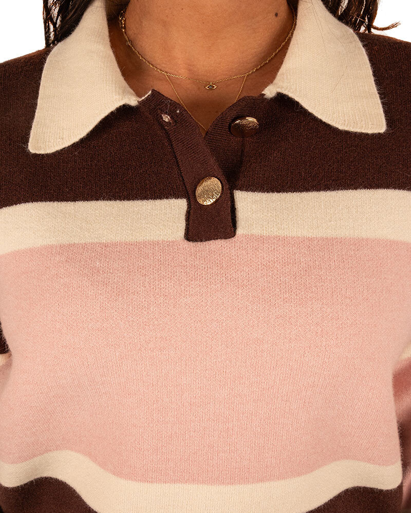 Bruin/roze/ecru polotrui van Millenium