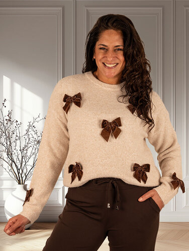 Beige trui strik van Flamant Rose