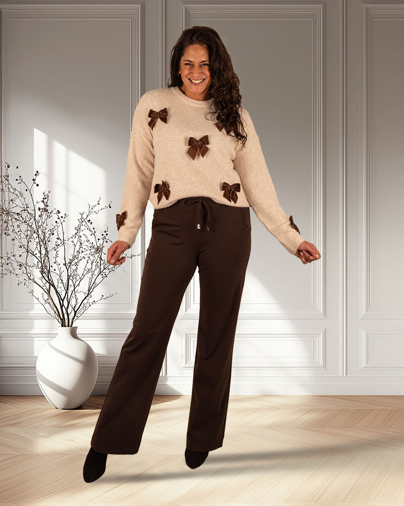 Beige trui strik van Flamant Rose