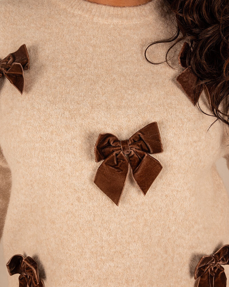 Beige trui strik van Flamant Rose