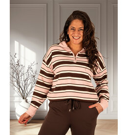 Roze/bruin/ecru  polotrui van Kilky