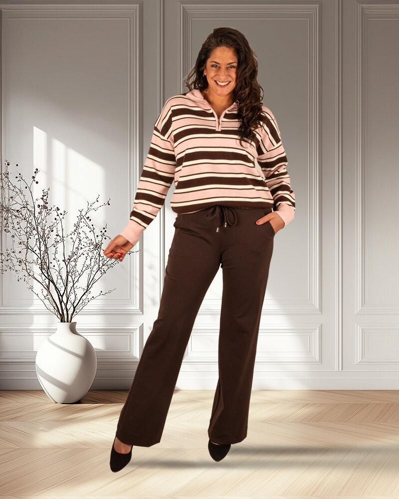 Roze/bruin/ecrupolotrui van Kilky