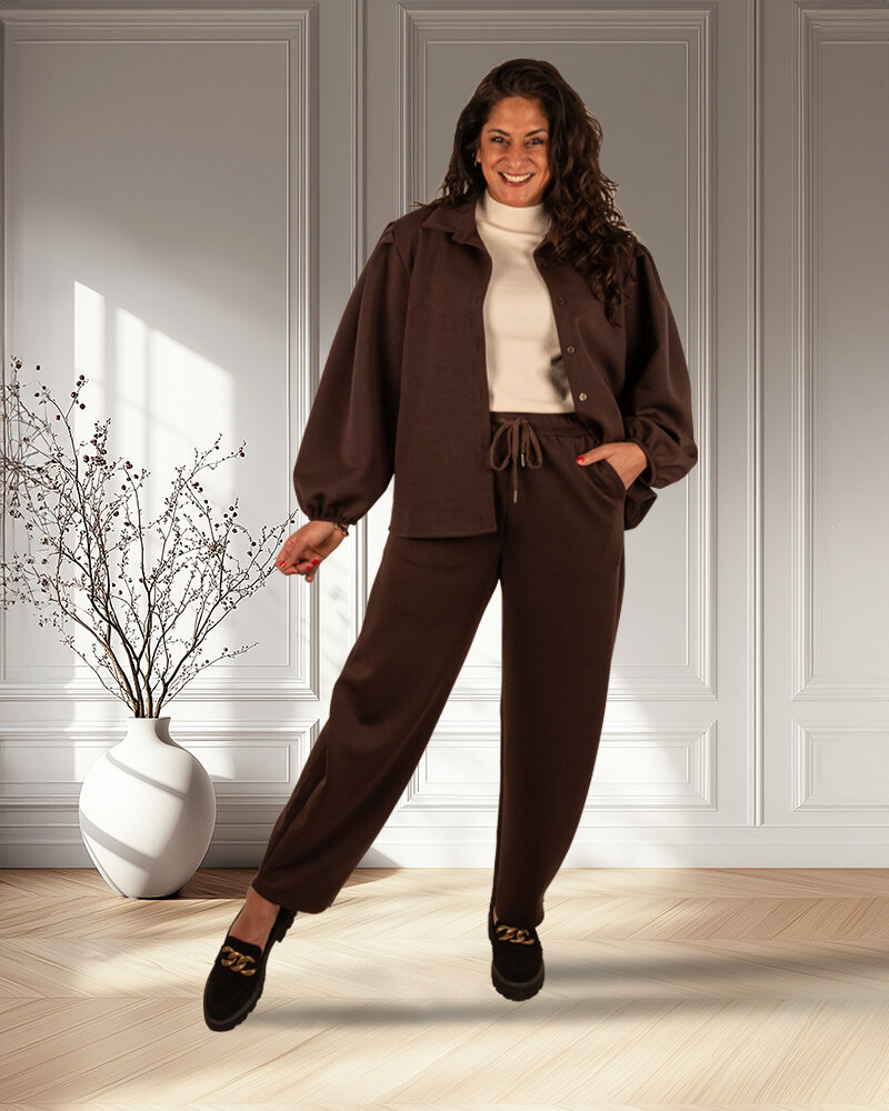 Donkerbruine jogging ballonbroek van El-Vita