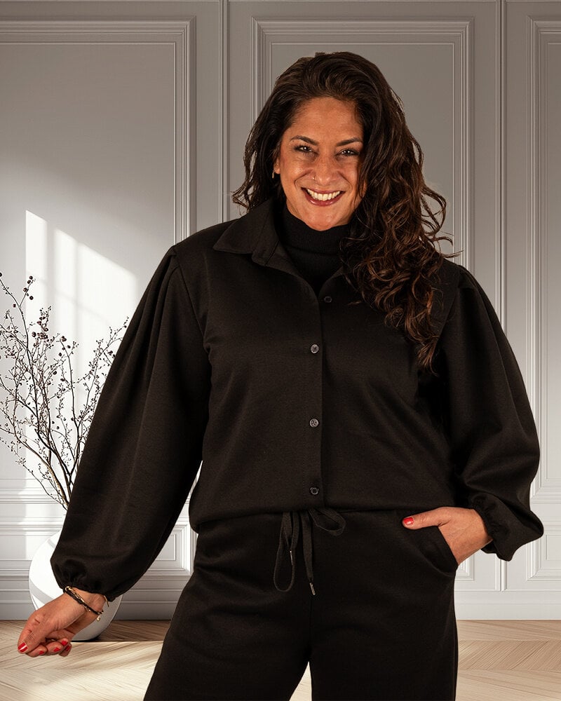 Zwarte jogging blouse van El-Vita