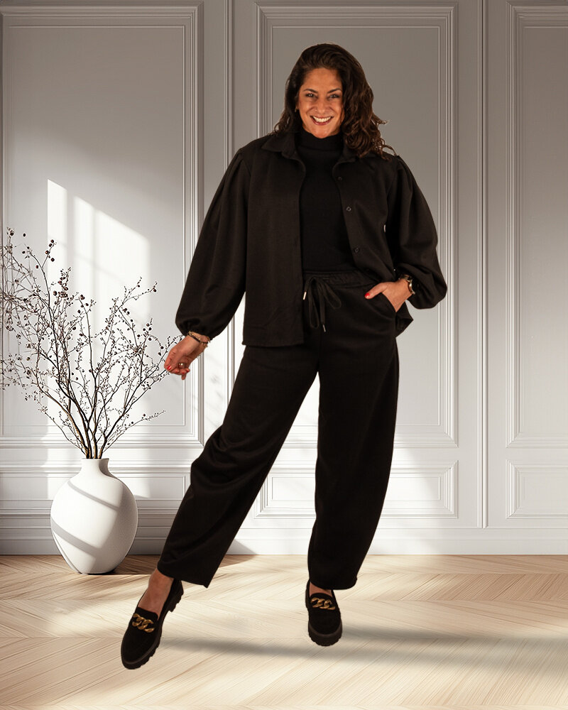 Zwarte jogging blouse van El-Vita