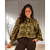 Groen/bruin blouse strikkraag van Forza