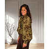 Groen/bruin blouse strikkraag van Forza