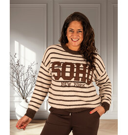 Beige/bruin gestreepte trui "Soho"