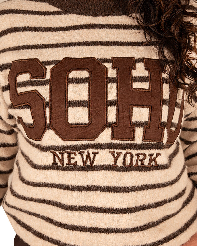 Beige/bruin gestreepte trui "Soho" van I&B