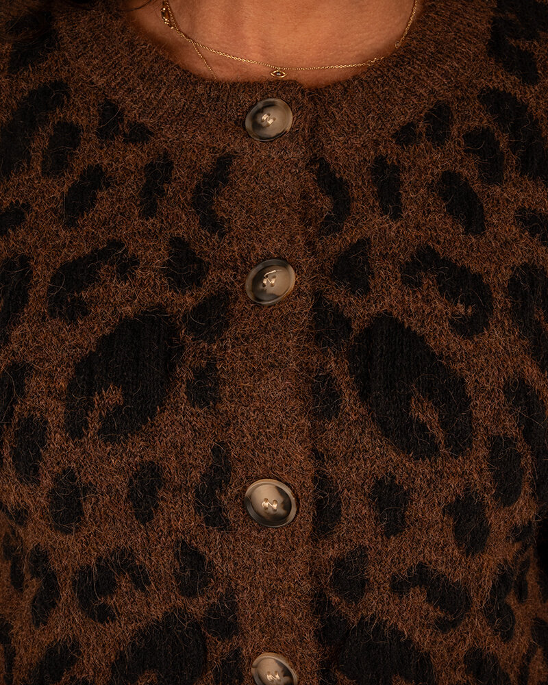 Bruin/zwart panterprint vest van Kilky