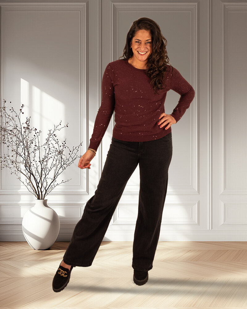 Bordeaux shirt glitter van Aviva