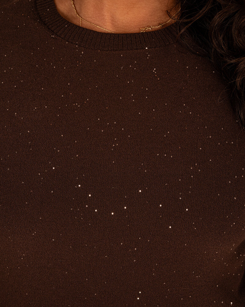 Donkerbruin shirt glitter van Aviva