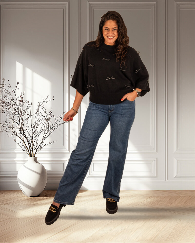 Zwarte trui strikjes van Enzoria