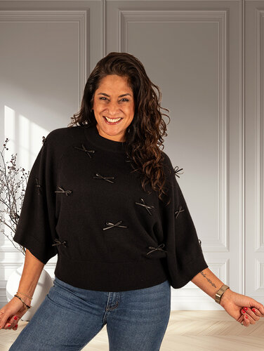 Zwarte trui strikjes van Enzoria