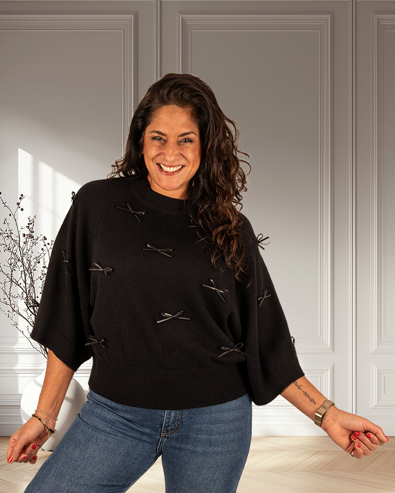 Zwarte trui strikjes van Enzoria