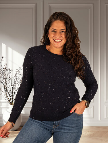 Donkerblauw shirt glitter