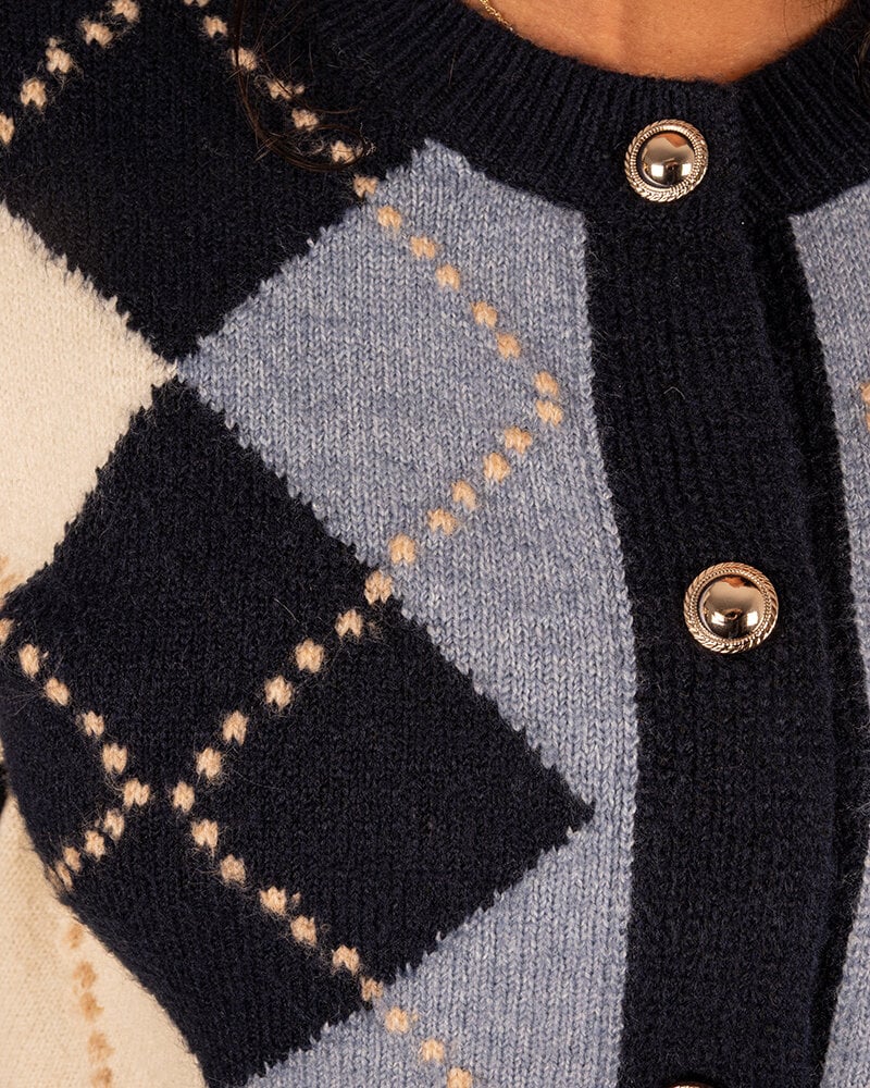 Donkerblauwe ruitprint vest van Lavysh