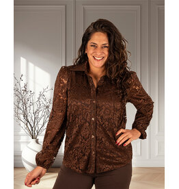 Gemma Ricceri Donkerbruine kanten blouse van Gemma Ricceri