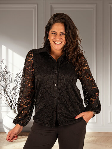 Gemma Ricceri Zwarte kanten blouse van Gemma Ricceri