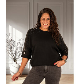 Pinka Zwarte trui met glitterschouder