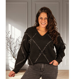 Zwarte trui met strikjes en glitter