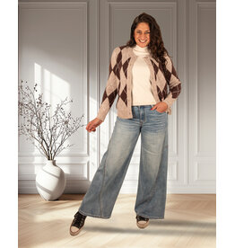 Blue wide leg jeans van Miss Bon
