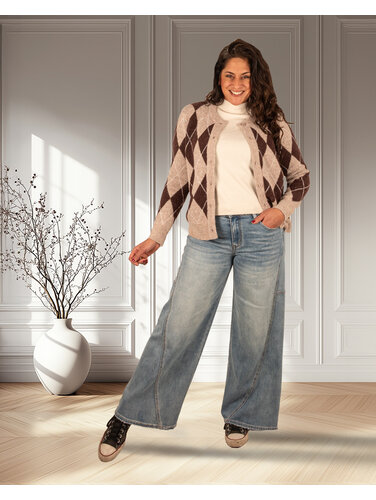 Blue wide leg jeans van Miss Bon