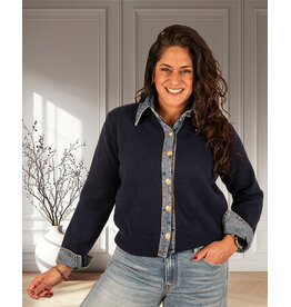 Donkerblauw vest jeans details