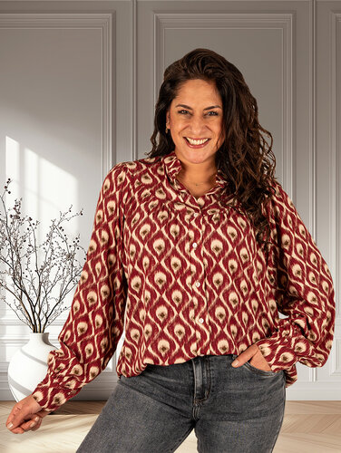 Bordeaux druppelprint blouse