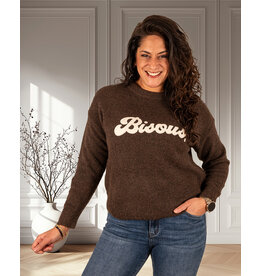 Donkerbruine trui "Bisous" van Flamant Rose