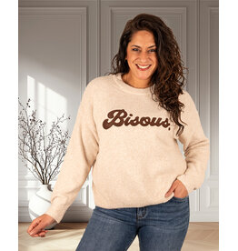 Beige trui "Bisous" van Flamant Rose