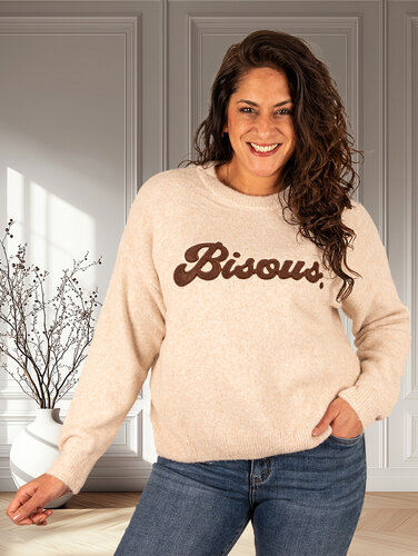 Beige trui "Bisous" van Flamant Rose